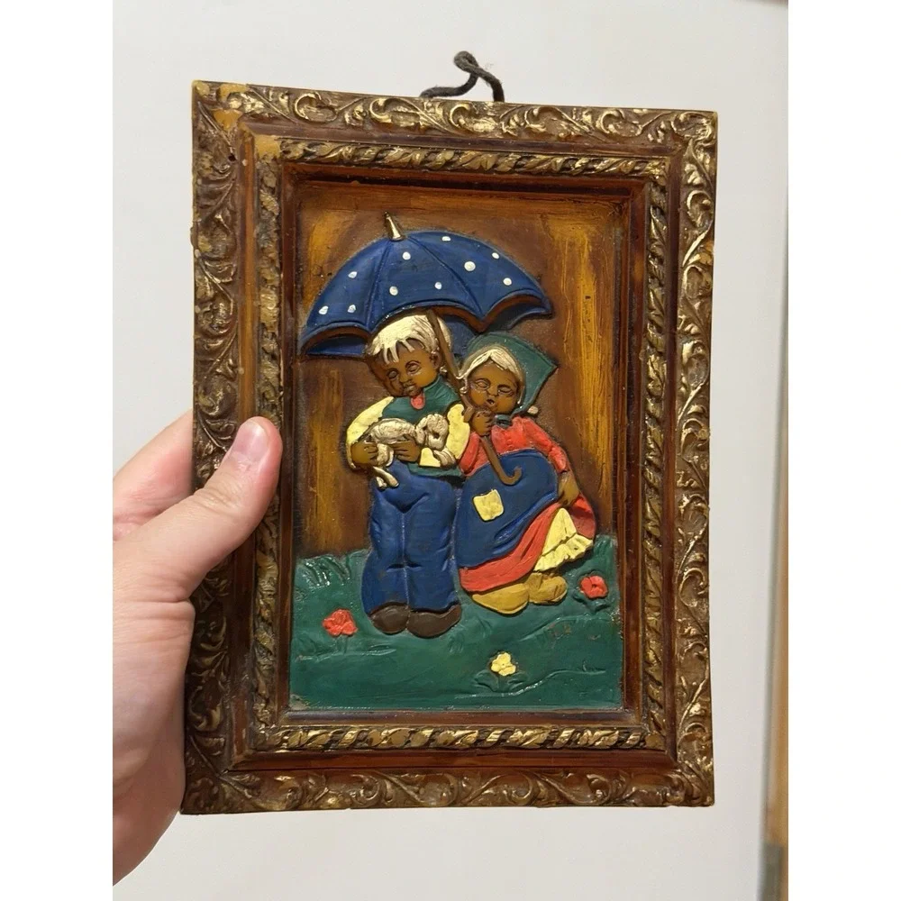 vintage 3D Hummel style wall plaque Made Of Wax